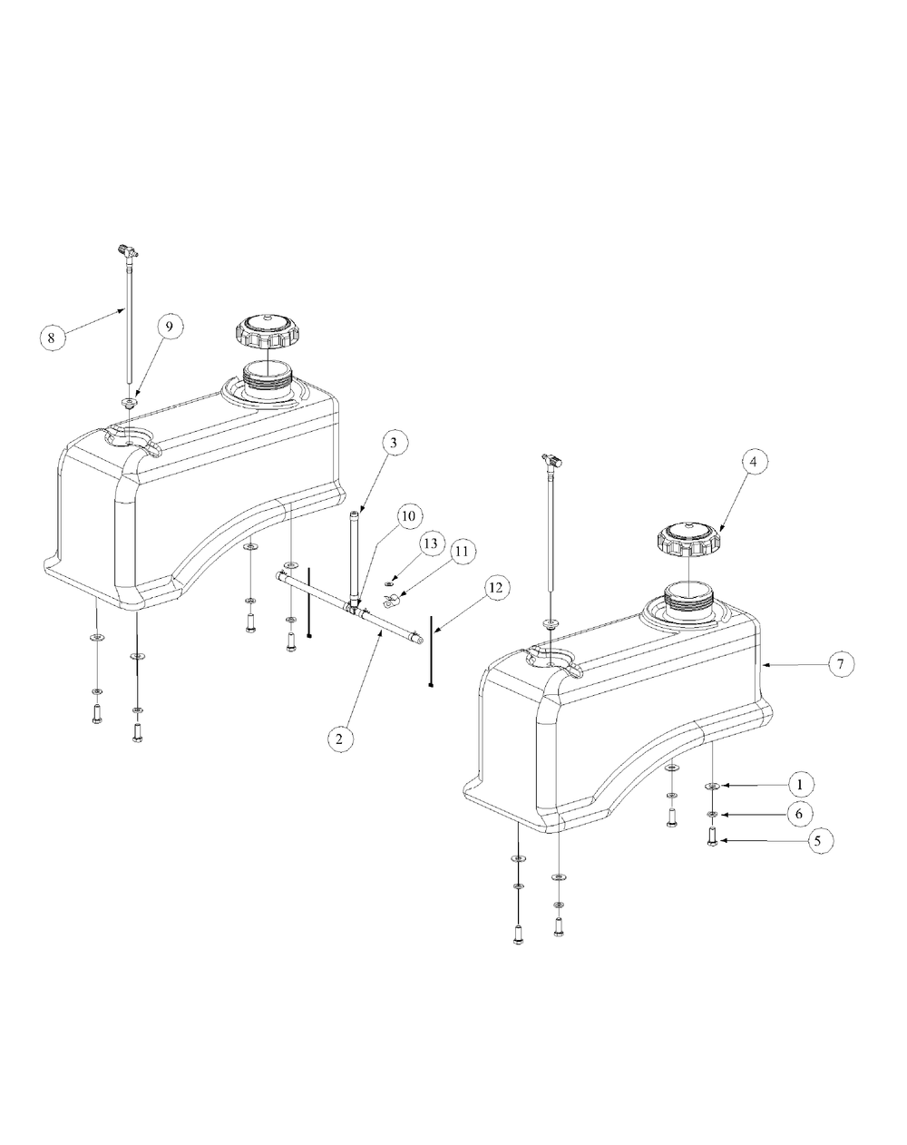 Fuel Tank Assembly Diagram and Parts List for M48-KW (53BB5DAV150-19-HP)(2003 1/2) Cub Cadet Lawn Tractor